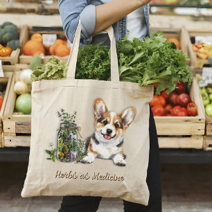 Bolsa Tote Corgi Dog Herbs como Medicina