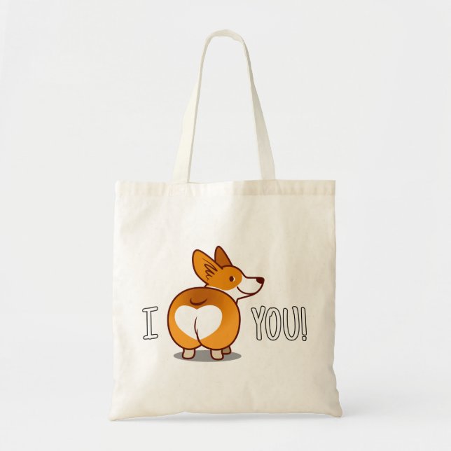 Bolsa Tote Corgi - Eu te amo (Frente)