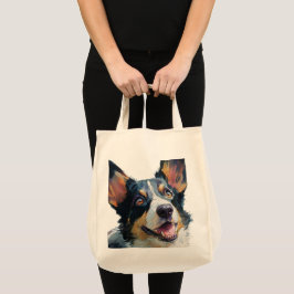 Bolsa Tote Corgi galês cardigan aquarela