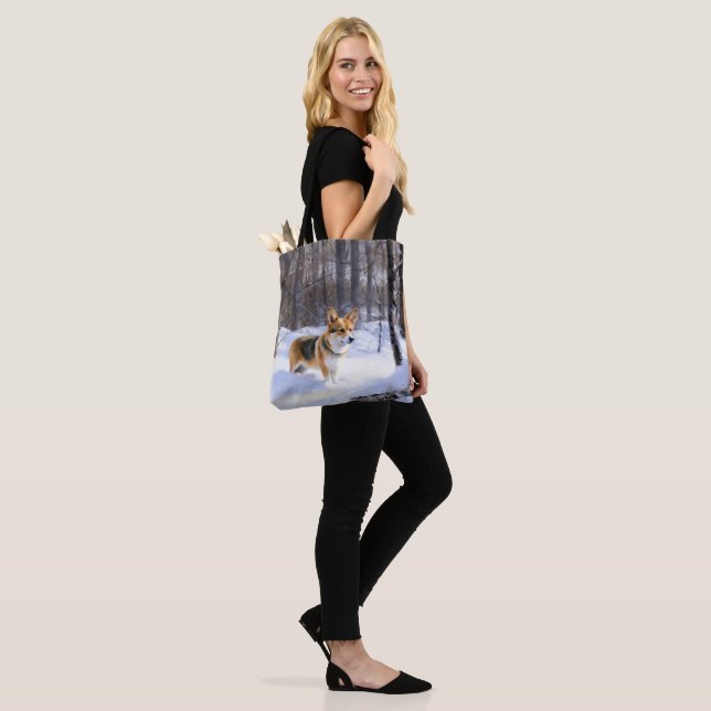 Bolsa Tote Corgi Let It Snow Natal (No(a) Modelo)