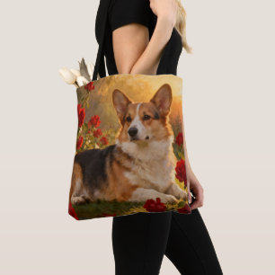 Bolsa Tote Corgi nas Rosas VI