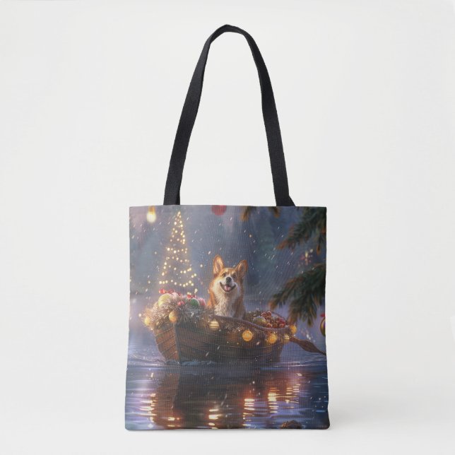 Bolsa Tote Corgi Natal Festivo Voyage (Frente)