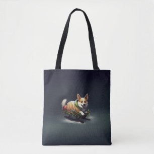 Bolsa Tote Corgi Natal Inverno de Neve