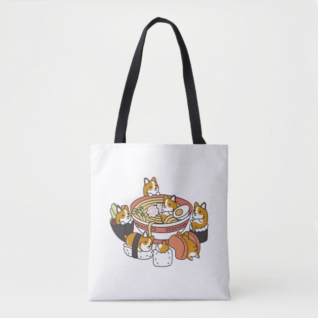 Bolsa Tote Corgi Ramen Sushi (Frente)