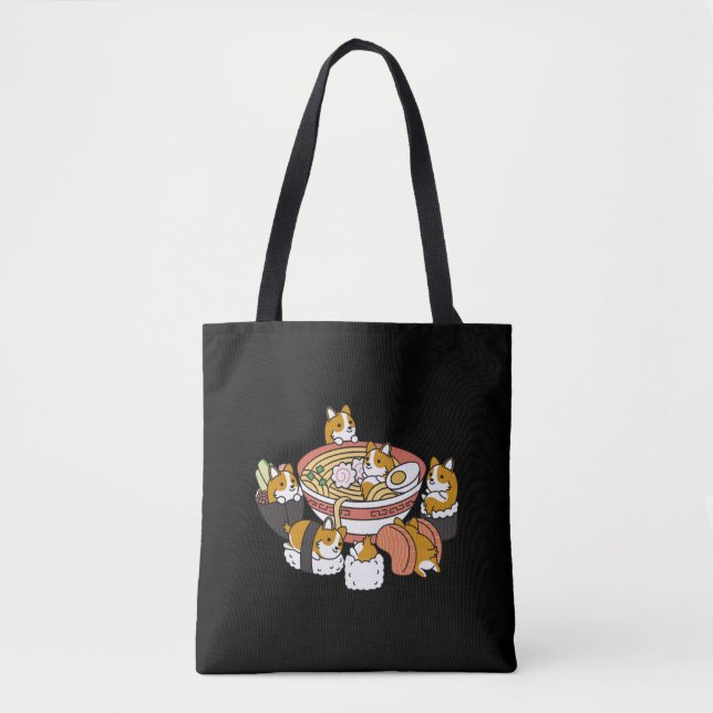 Bolsa Tote Corgi Ramen Sushi (Frente)