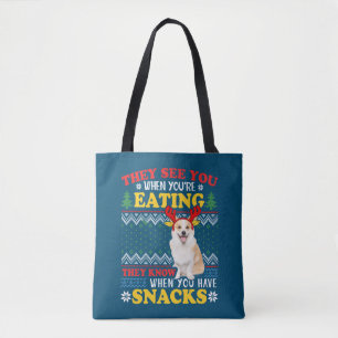 Bolsa Tote Corgi Ugly Christmas Eles veem que você está comen