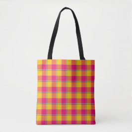 Bolsa Tote Corn and Razzmatazz Plaid Yellow Pink