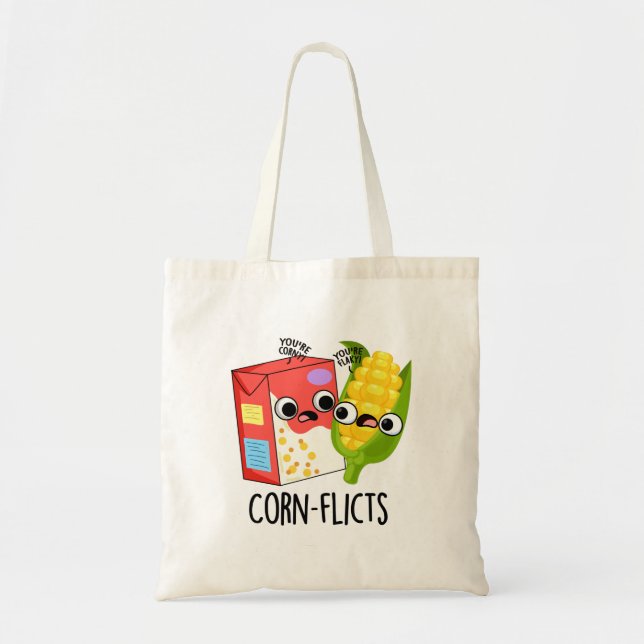 Bolsa Tote Corn-Flict Funny Cornflake Corn Pun (Frente)