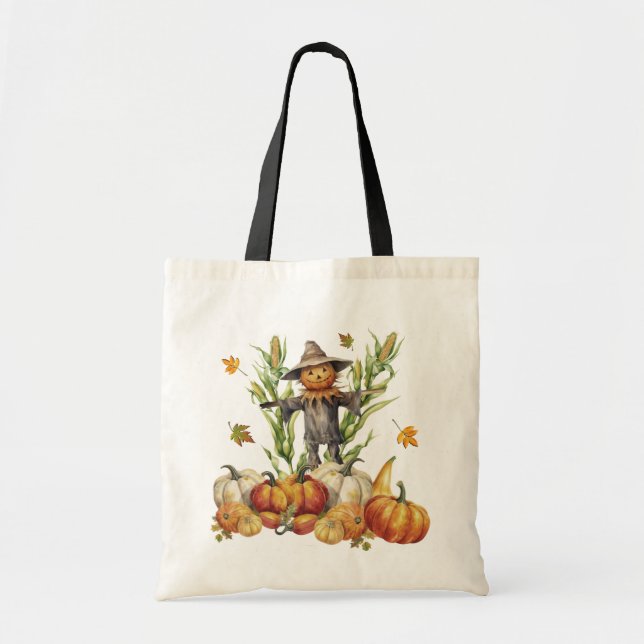 Bolsa Tote Corn Maze Fall Scarecrow Pumpkins (Frente)