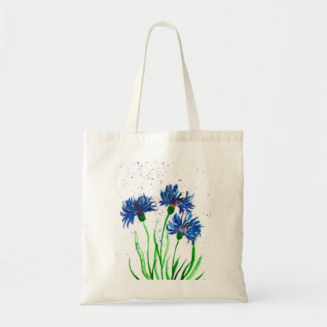 Bolsa Tote Cornflower blue florestic rústico bonito (Frente)