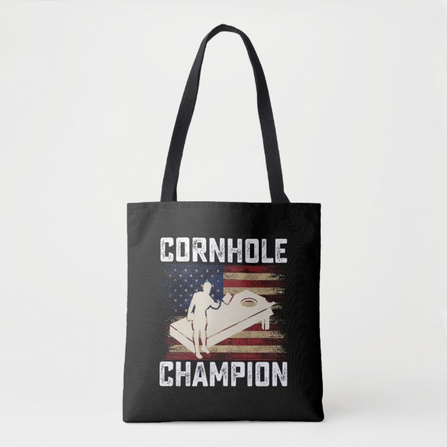Bolsa Tote Cornhole Champion American Flag USA 4º de julho (Frente)
