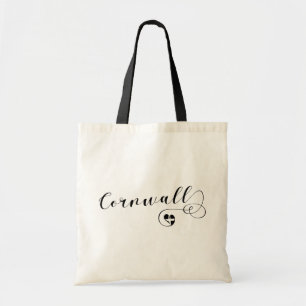 Bolsa Tote Cornish St Piran's Flag in Heart, Cornwall