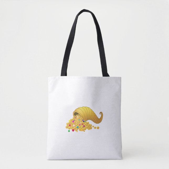 Bolsa Tote Corno de Ouro da Abundância em Branco (Frente)