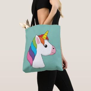 Bolsa Tote Corno Mágico Bonito com Cabelo Colorido