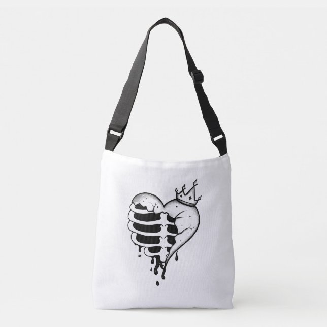 Bolsa Tote Coroa da Caixa Torácica do Coração Queb (Frente)