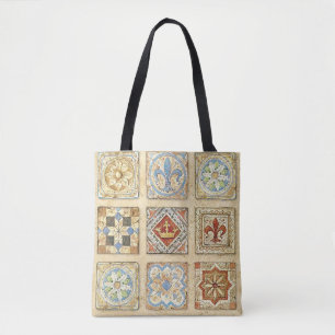 Bolsa Tote Coroa de Azulejos Cerâmicos Medieval Fleur De Lis