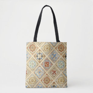 Bolsa Tote Coroa de Azulejos Cerâmicos Medieval Fleur De Lis