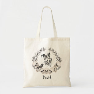 Bolsa Tote Coroa de Caveira Assustadora Corvo ou Doces