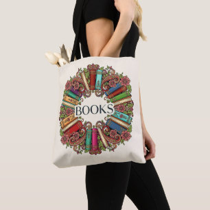 Bolsa Tote Coroa de Livros Amantes de Livros Escritores Bibli
