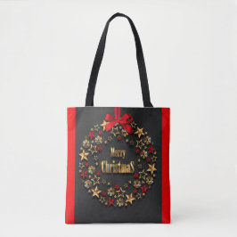 Bolsa Tote Coroa de Natal de Estrelas e Floco de Neve
