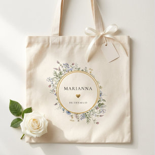 Bolsa Tote Coroa de Noiva Dama de Honra com Flores Silvestres