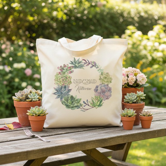 Bolsa Tote Coroa de Suculentas Damas de Honra ID517 (Criador carregado)