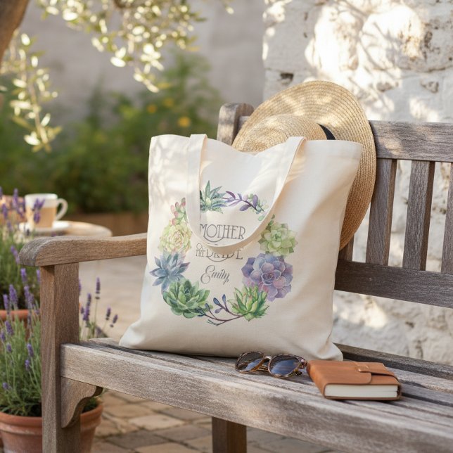 Bolsa Tote Coroa de Suculentas Mãe da Noiva ID517 (Criador carregado)
