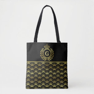 Bolsa Tote Coroa Dourado Deco Shell da grinalda do louro do