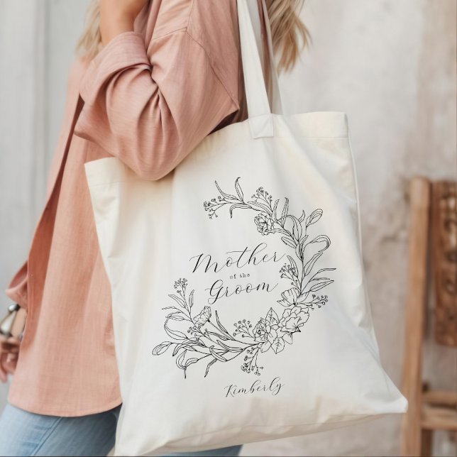 Bolsa Tote Coroa Floral Personalizada Mãe do Noivo (Criador carregado)