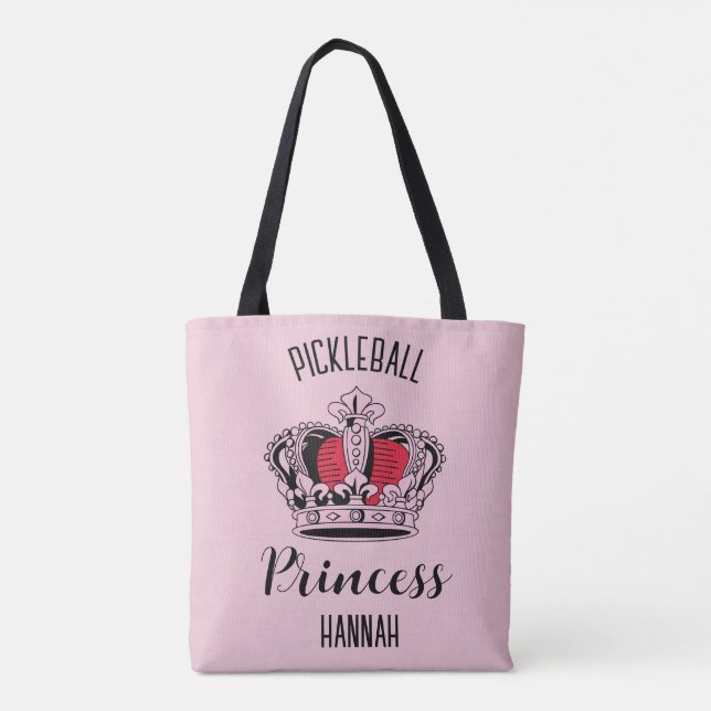 Bolsa Tote Coroa princesa-de-picleball rosa (Verso)