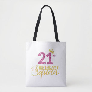 Bolsa Tote Coroa rosa-rosa-aniversário de 21 anos