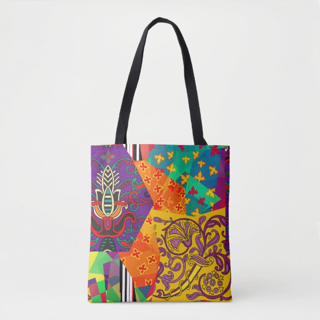 Bolsa Tote Corpo Festivo Turco Indiano Mandala (Frente)