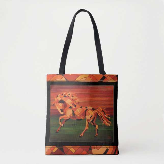 Bolsa Tote Corredor do cavalo da castanha - sacola com arte (Frente)
