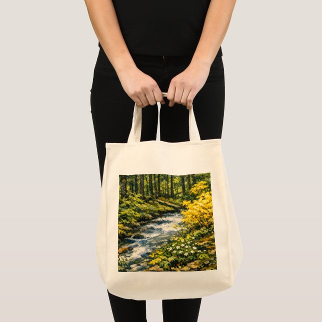 Bolsa Tote Córrego Florestal com Flores Silvestres Amarelas (Frente (produto))