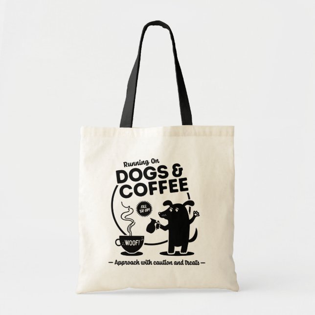 Bolsa Tote Correndo com Cachorros e Café (Frente)