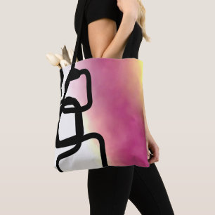 Bolsa Tote Corrente de bloqueio: Abstrato cor-de-rosa, amarel