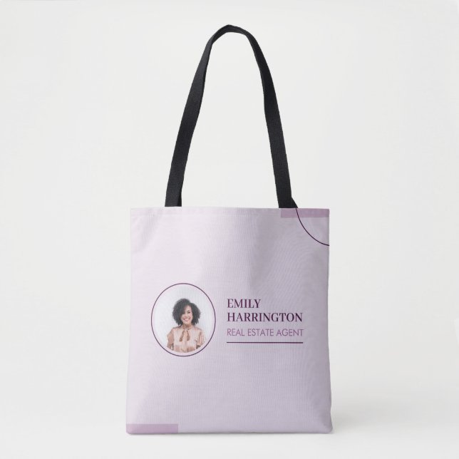 Bolsa Tote Corretora de Imóveis Linhas Finas Rosa (Frente)