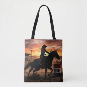 Bolsa Tote Corrida De Barril De Cowgirl Rodeio
