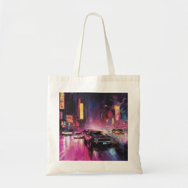 Bolsa Tote Corrida noturna em Vibrant City (Frente)