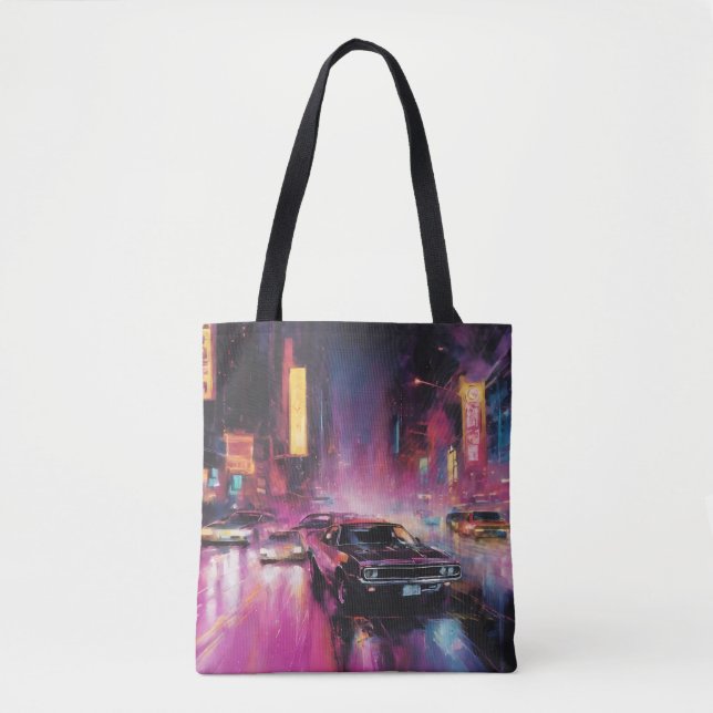 Bolsa Tote Corrida noturna em Vibrant City (Frente)