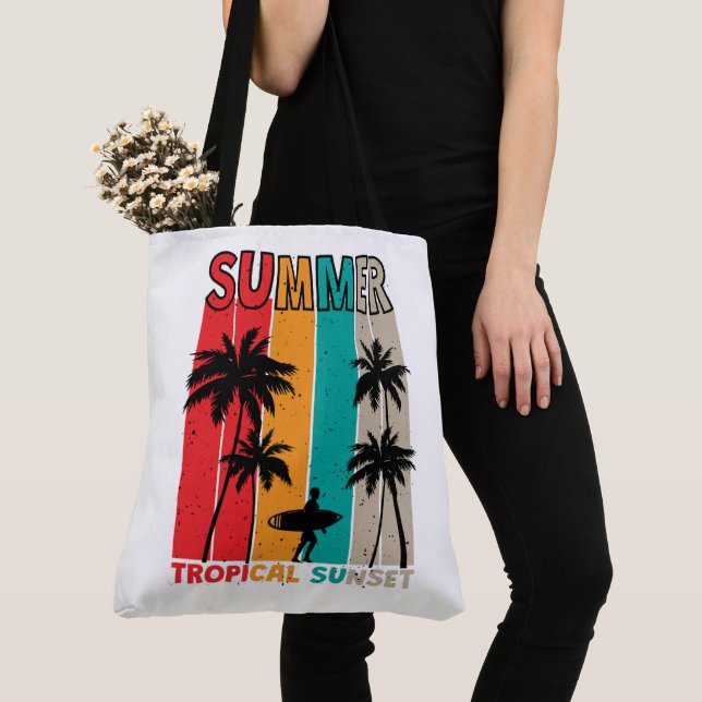 Bolsa Tote Corrida tropical: Sunset & Surf (Close Up)