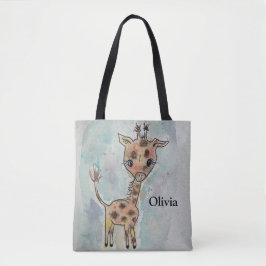 Bolsa Tote Cortar a Mão Desenhado Nome de Girafa Pintado
