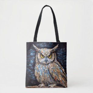 Bolsa Tote Coruja Animal Bird Art Decor Paint Mosaico