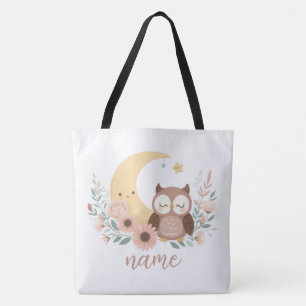 Bolsa Tote Coruja-bebê bonita com lua