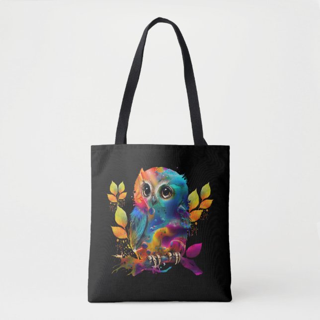BOLSA TOTE CORUJA COLORIDA ABSTRATA  (Frente)