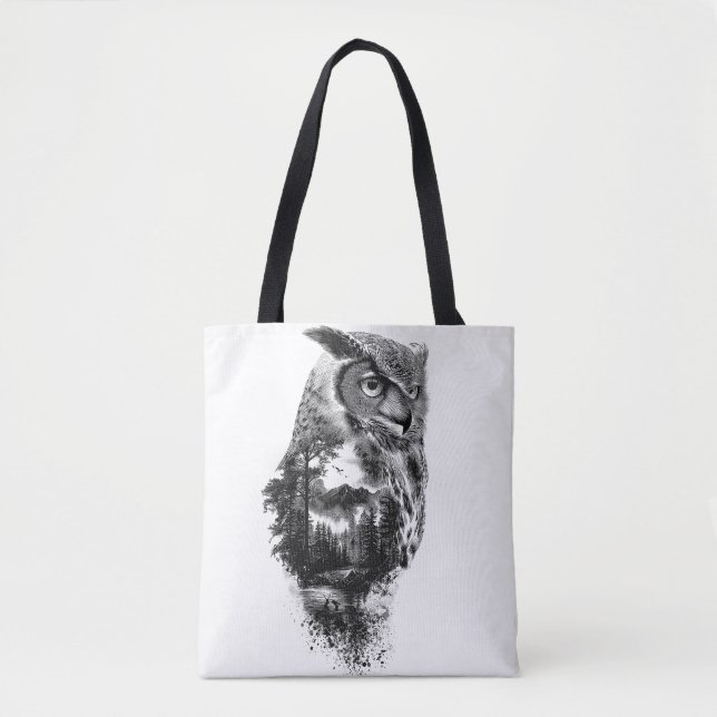 Bolsa Tote Coruja da beleza nas montanhas (Frente)