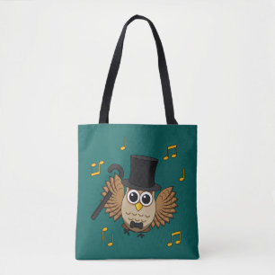 Bolsa Tote Coruja Dançarina Bonita com Cartoon de Notas de Mú