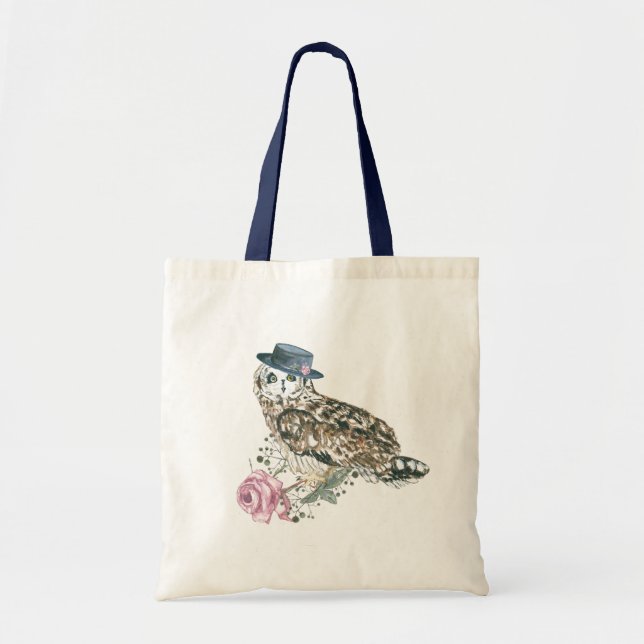 Bolsa Tote Coruja de Aquarela (Frente)