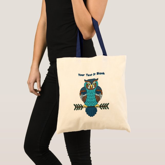 Bolsa Tote Coruja de Arte Folk Nórdica (Frente (produto))