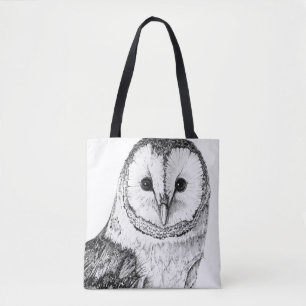 Bolsa Tote Coruja-De-Barn - Desenho Na Caneta Preta